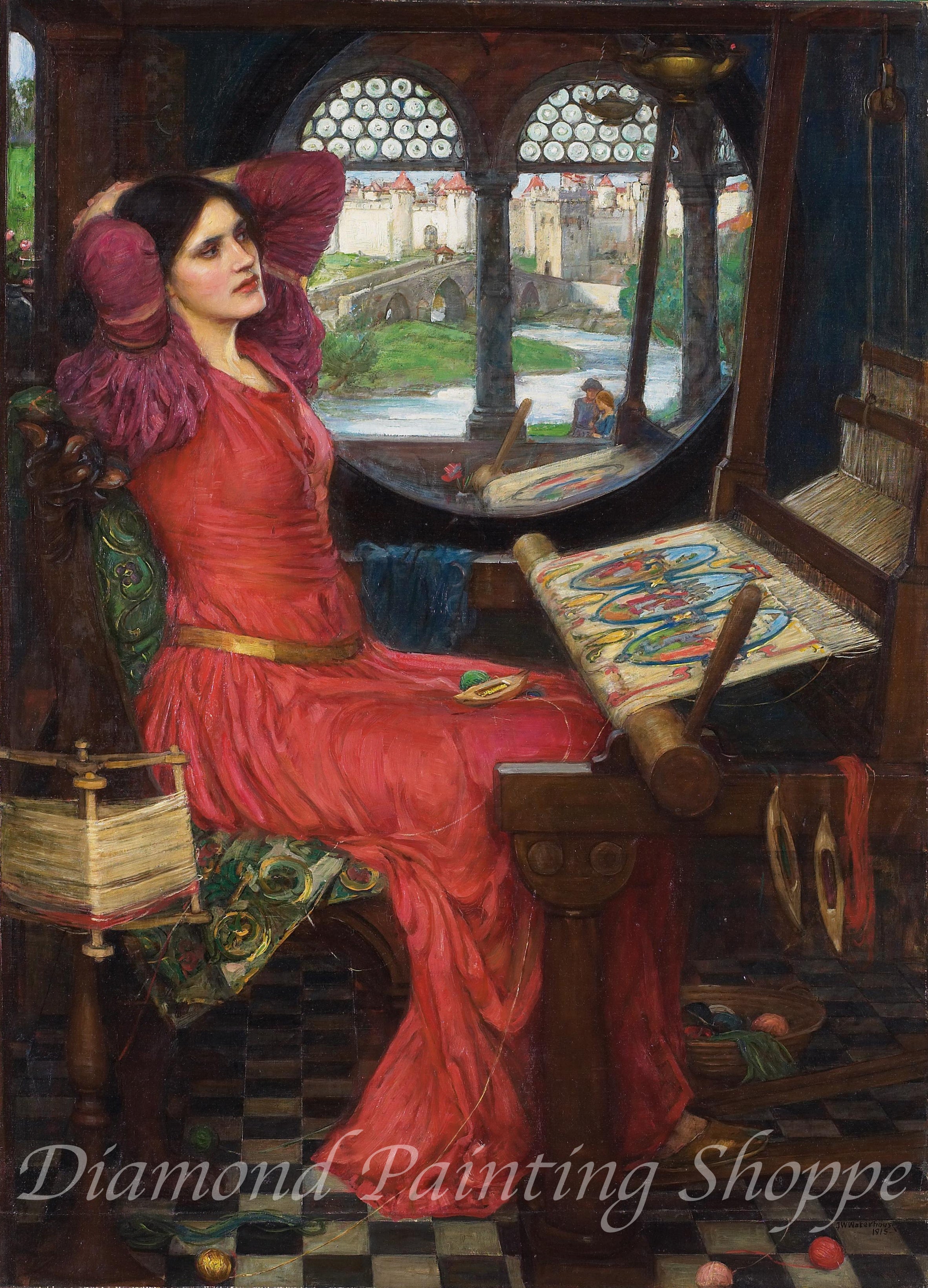 lady of shalott dress I am Half Sick Shadows', said the of (c.1915) – Diamond Painting Shoppe plus size women linen dresses