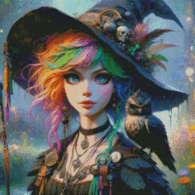 Vibrant Witch and Her Loyal Owl