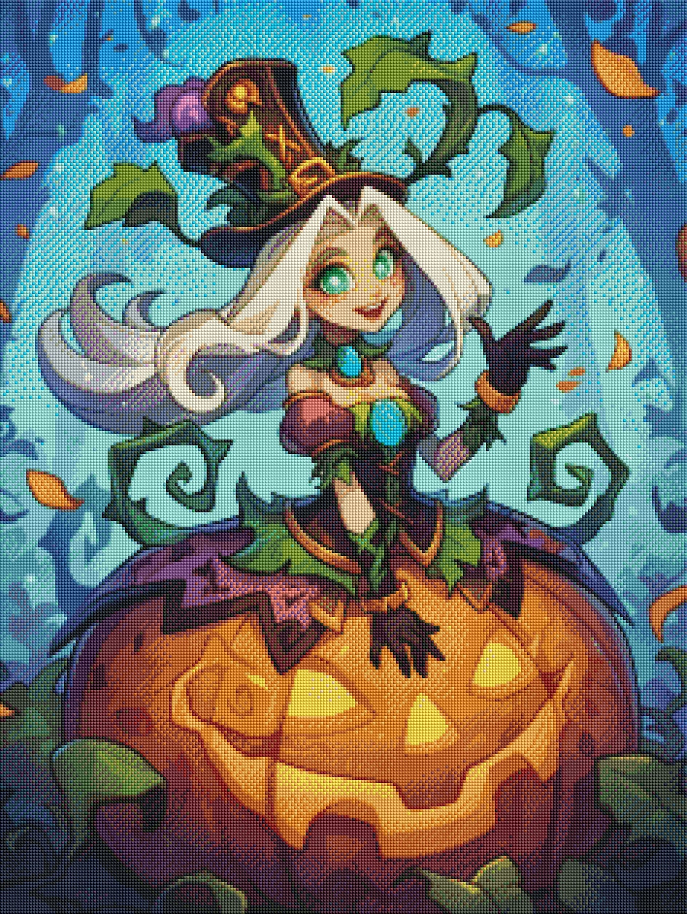 Enchanting Pumpkin Witch in a Mystical Forrest