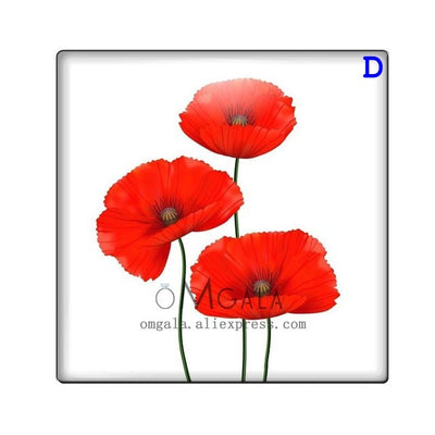 Cover Minders - Red Poppy Flowers - Glass Square