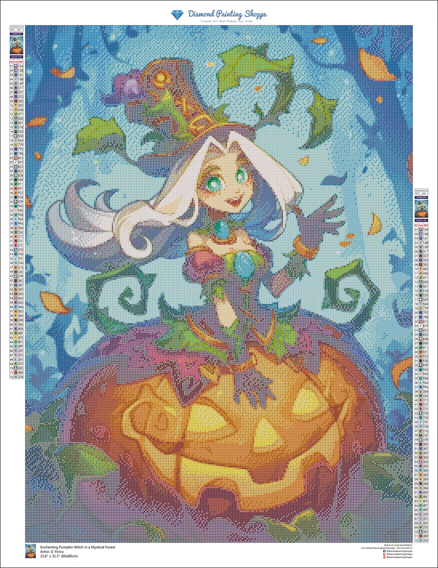 Enchanting Pumpkin Witch in a Mystical Forrest