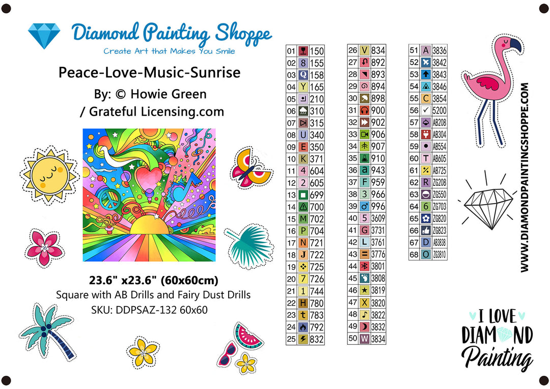 Peace-Love-Music-Sunrise by: Howie Green | Diamond Painting Shoppe