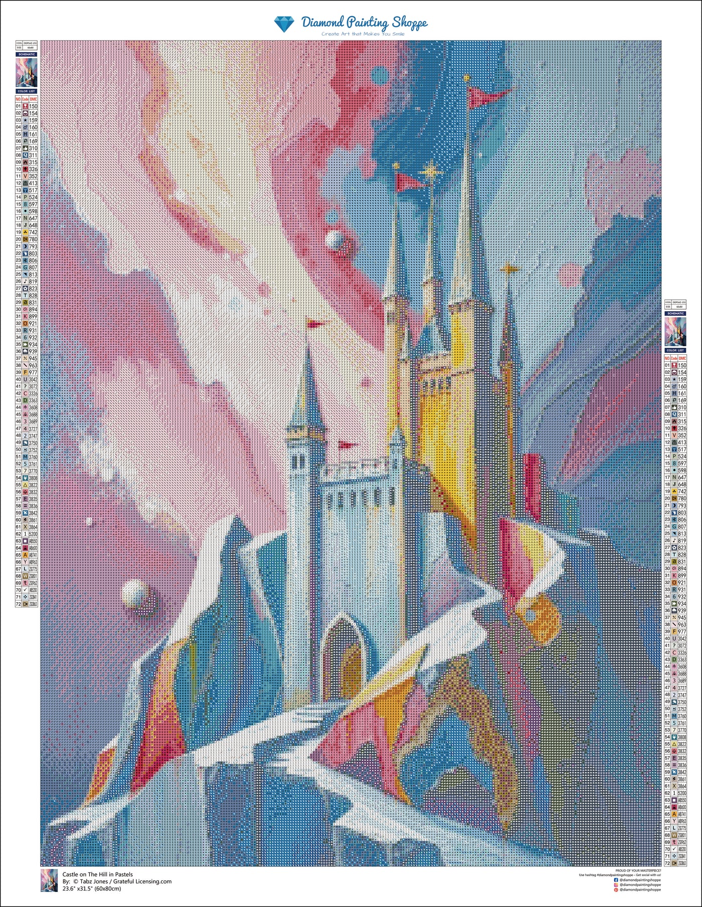 Castle on the Hill in Pastels- MTO