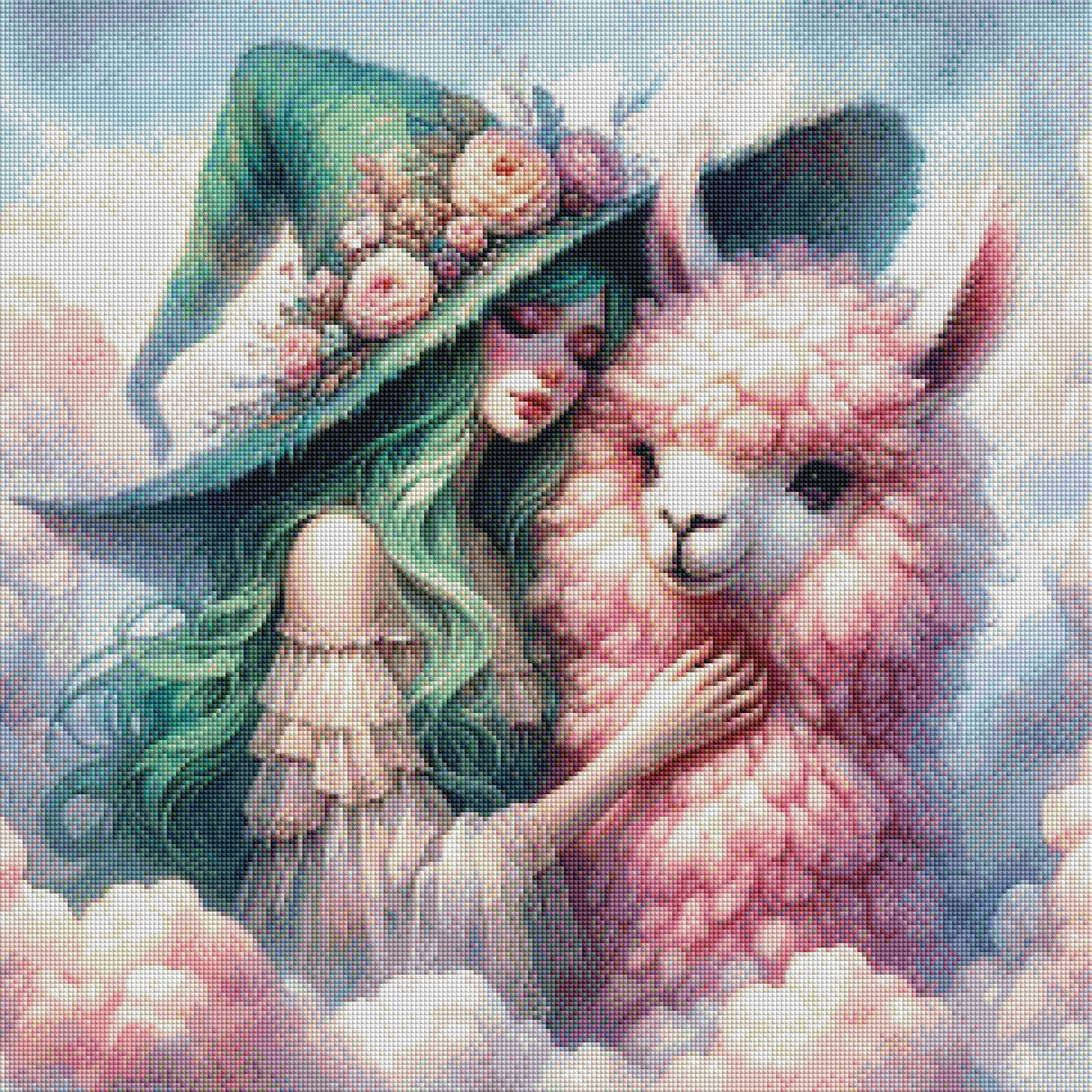 Whimsical Witch and Her Cotton Candy Alpaca  (MTO)