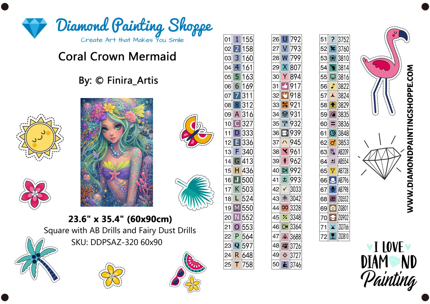 Coral Crown Mermaid (MTO) - By: Finira - Diamond Painting Shoppe