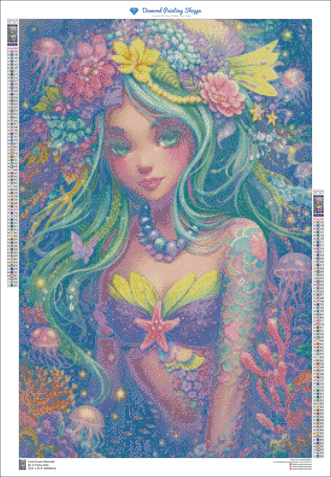 Coral Crown Mermaid (MTO) - By: Finira - Diamond Painting Shoppe