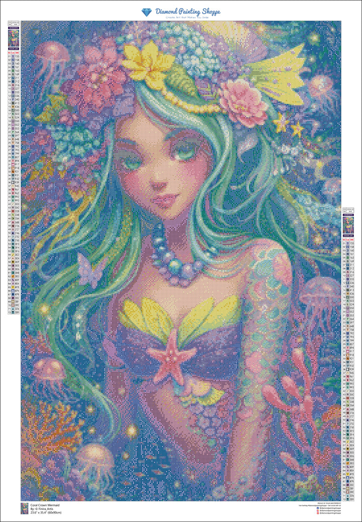 Coral Crown Mermaid (MTO) - By: Finira - Diamond Painting Shoppe
