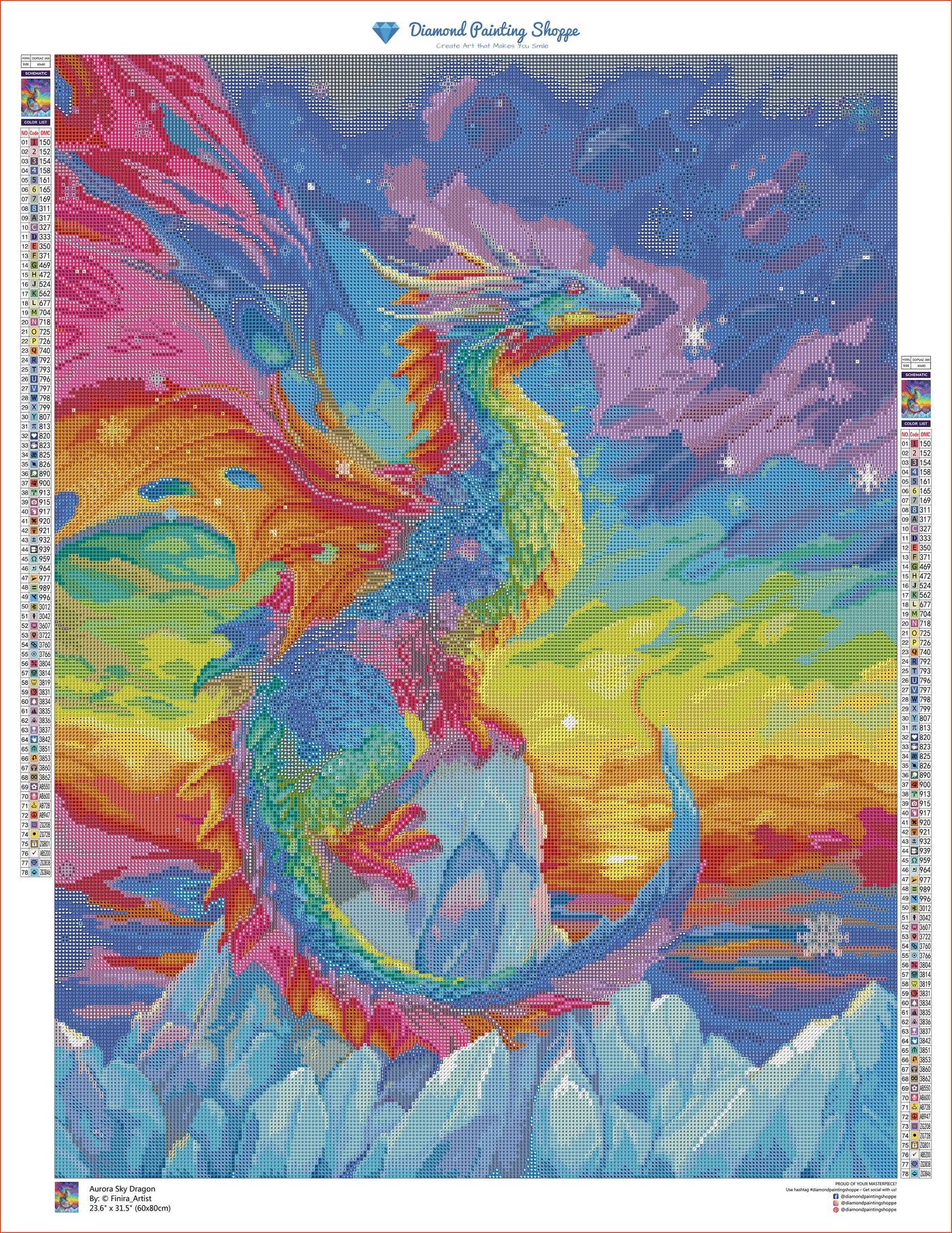Aurora sky Dragon (MTO) - By: Finira - Diamond Painting Shoppe