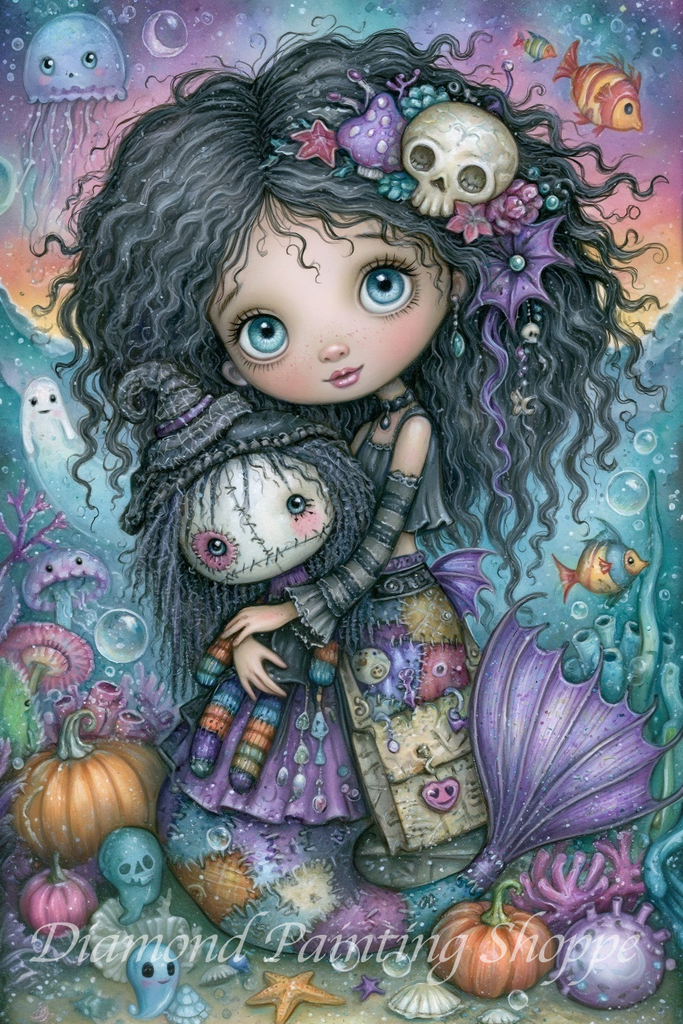 美品 スティナ Jr.140150 stina mermaid cosmos Moonlit Mermaid's Secret (MTO) - By: Finira - Diamond Painting Shoppe