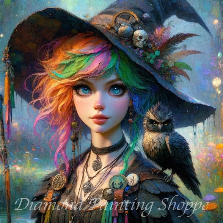 Vibrant Witch and Her Loyal Owl