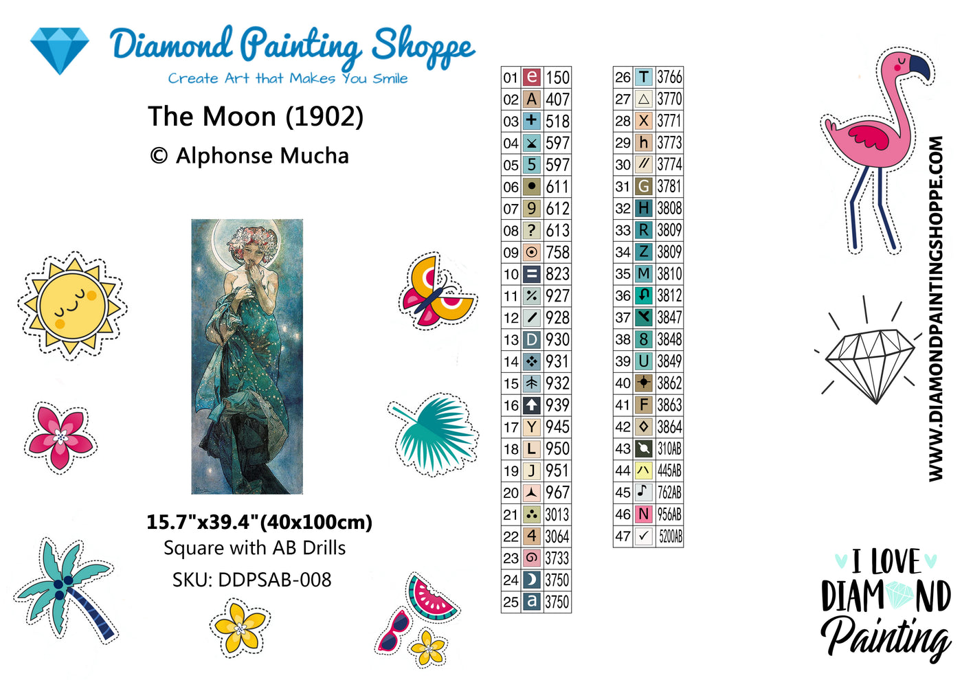 The Moon Artist: Alphonse Mucha  JadedGemShop Diamond Painting Kit –  Jaded Gem Shop