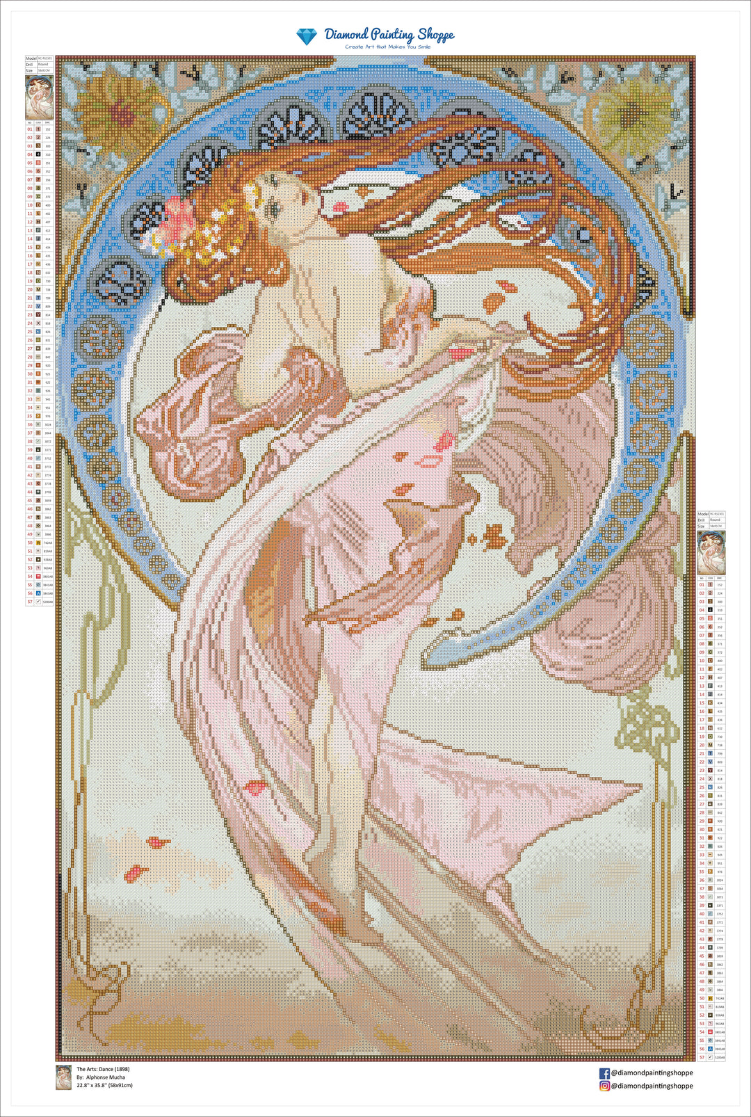 The Arts: Dance - (1900) By Alphonse Mucha | Diamond