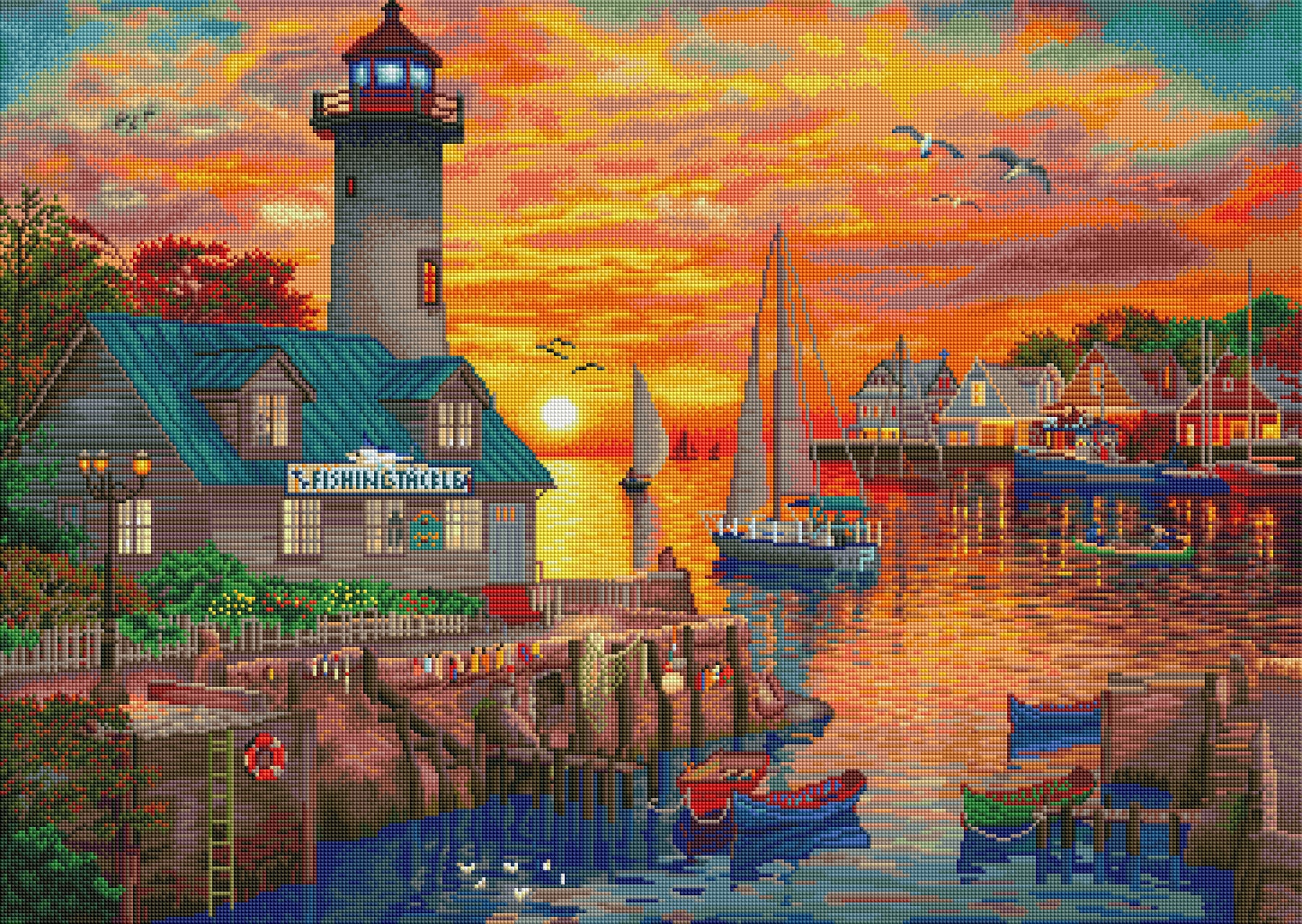 Setting Sail Setting Sail at Sunset (Square) | Diamond Painting Shoppe