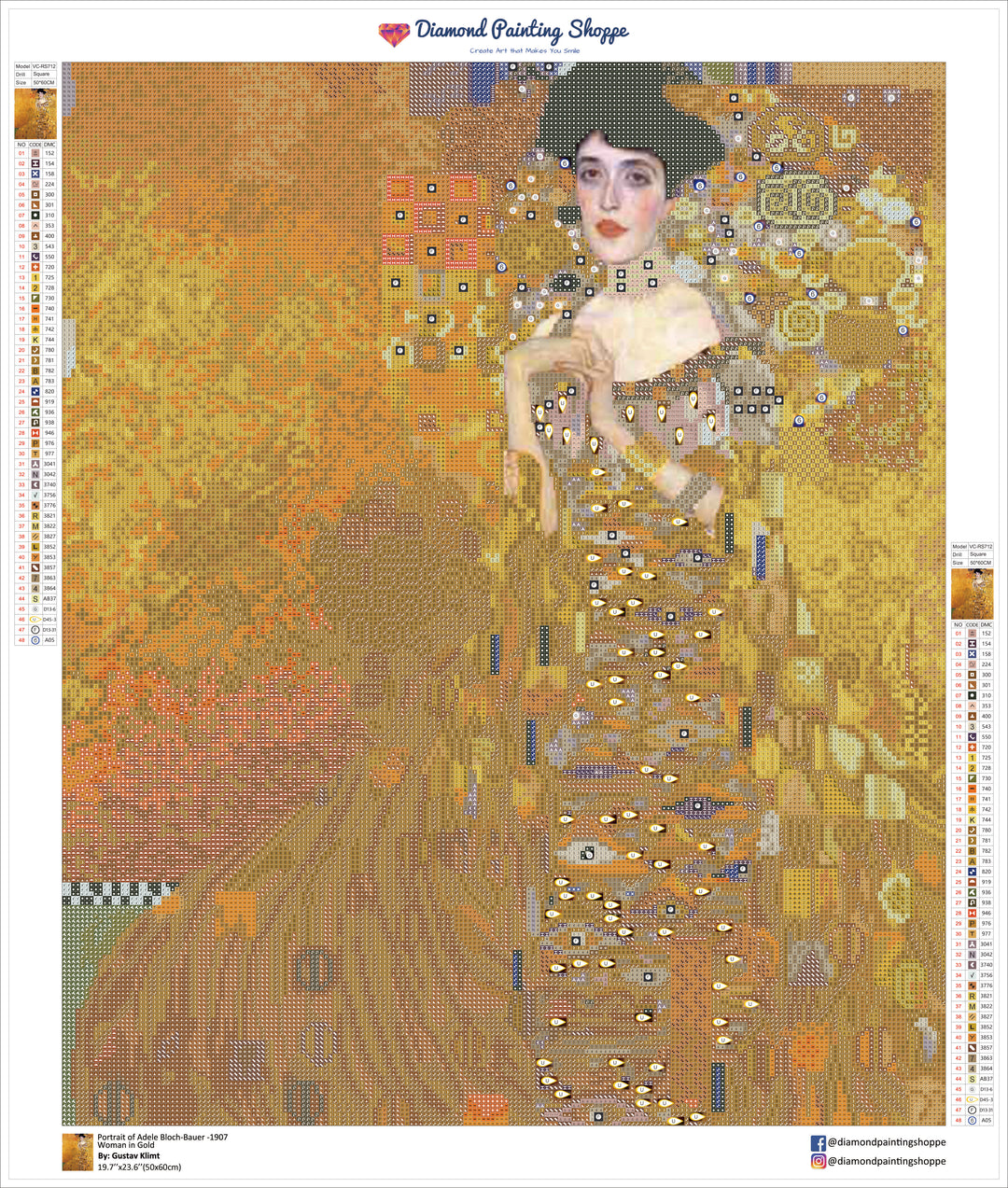 Portrait of Adele Bloch-Bauer -1907 Woman in Gold By Gustav Klimt | Diamond Painting Shoppe Portrait of Adele Bloch-Bauer -1907 Woman in Gold By Gustav Klimt | Diamond Painting Shoppe