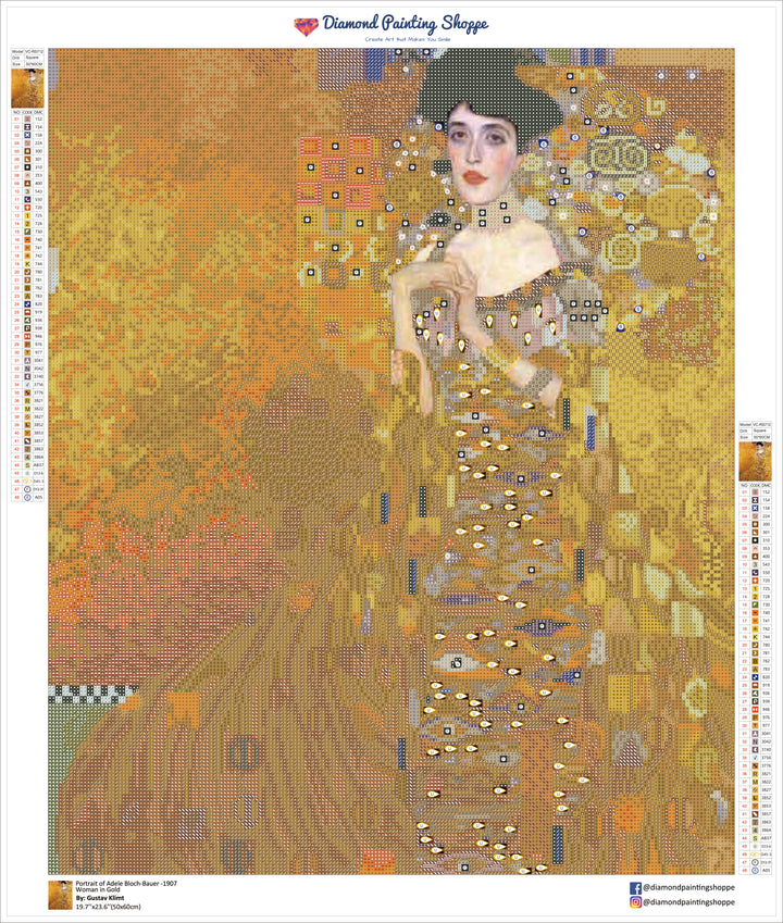 Portrait of Adele Bloch-Bauer -1907 Woman in Gold By Gustav Klimt | Diamond Painting Shoppe Portrait of Adele Bloch-Bauer -1907 Woman in Gold By Gustav Klimt | Diamond Painting Shoppe